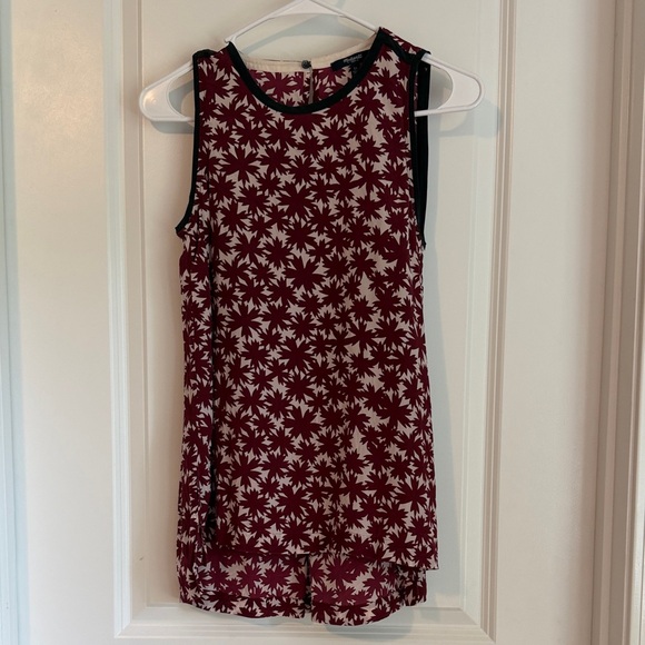 Madewell Tops - Madewell Burgundy and Cream Floral Tank blouse with Black Trim